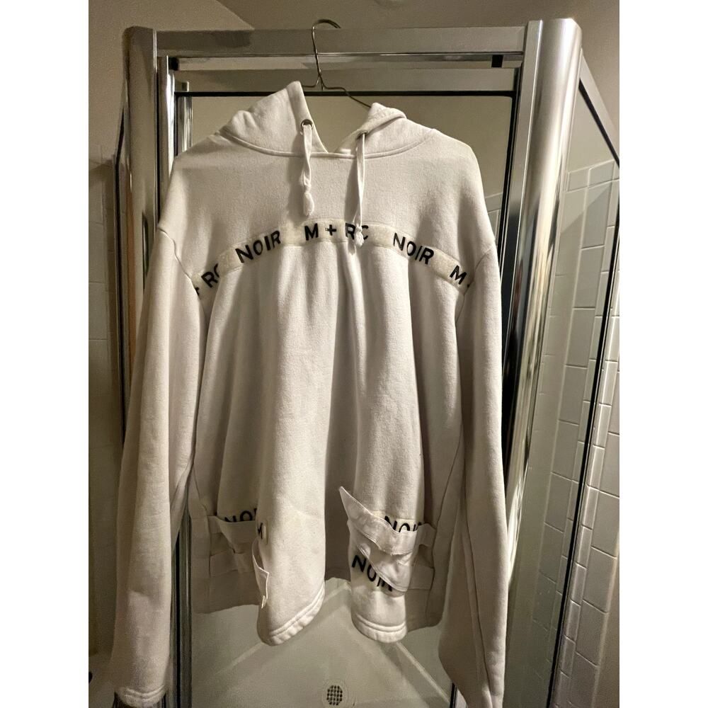 Marche Noir Hooded Sweatshirt - L - White Black - Straight Jacket Hoodie